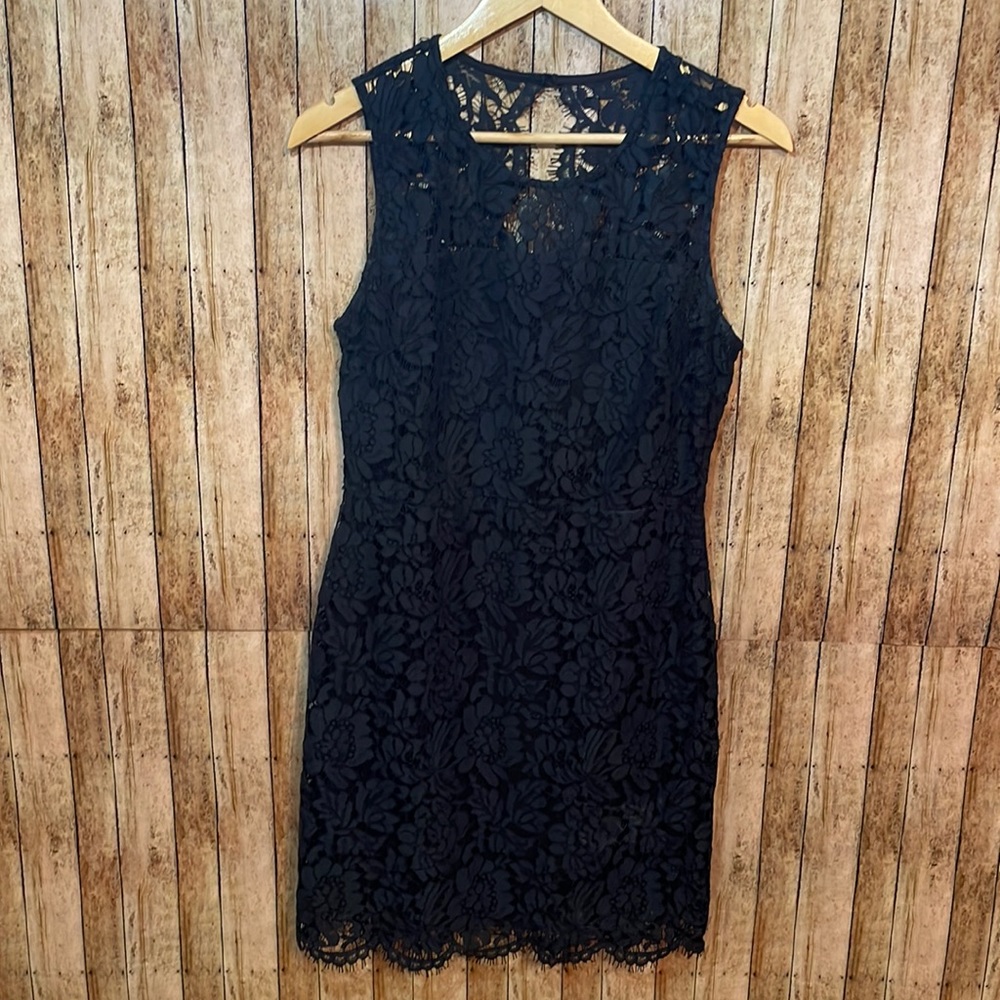 Navy lace dress with black bottom layer(Inset).